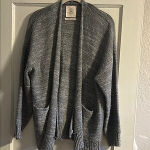 Gray Open Front Cardigan